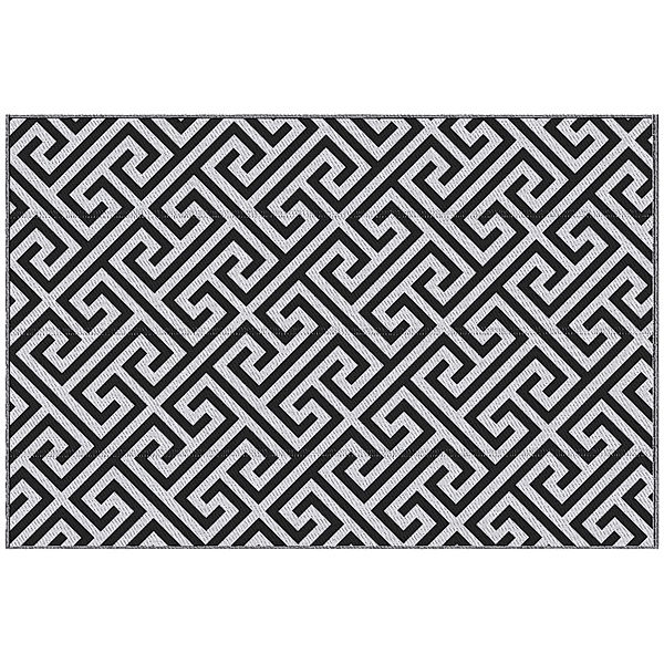 Outsunny Outdoor-Teppich mit doppelseitigem Design schwarz, weiß (Farbe: mehrfarbig)