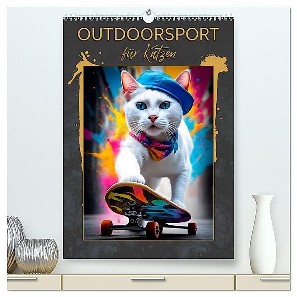 Outdoorsport für Katzen (hochwertiger Premium Wandkalender 2024 DIN A2 hoch), Kunstdruck in Hochglanz, Melanie Viola