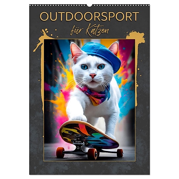 Outdoorsport für Katzen (Wandkalender 2024 DIN A2 hoch), CALVENDO Monatskalender, Melanie Viola
