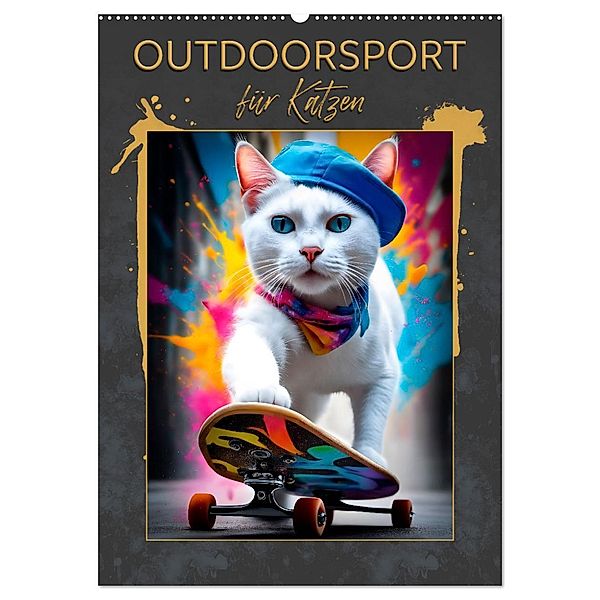 Outdoorsport für Katzen (Wandkalender 2024 DIN A2 hoch), CALVENDO Monatskalender, Melanie Viola