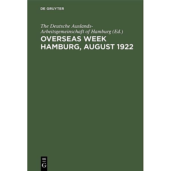 Overseas Week Hamburg, August 1922