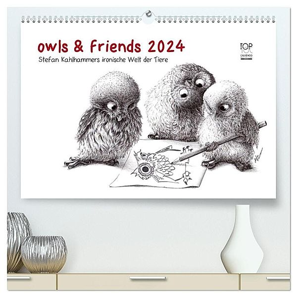 owls & friends 2024 (hochwertiger Premium Wandkalender 2024 DIN A2 quer), Kunstdruck in Hochglanz, Stefan Kahlhammer