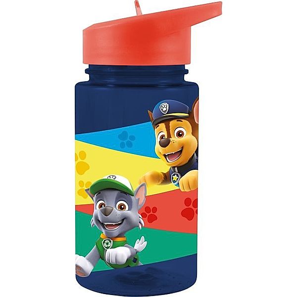 p:os 28230 Paw Patrol, Trinkflasche mit integrierte Trinkhalm, 430 ml