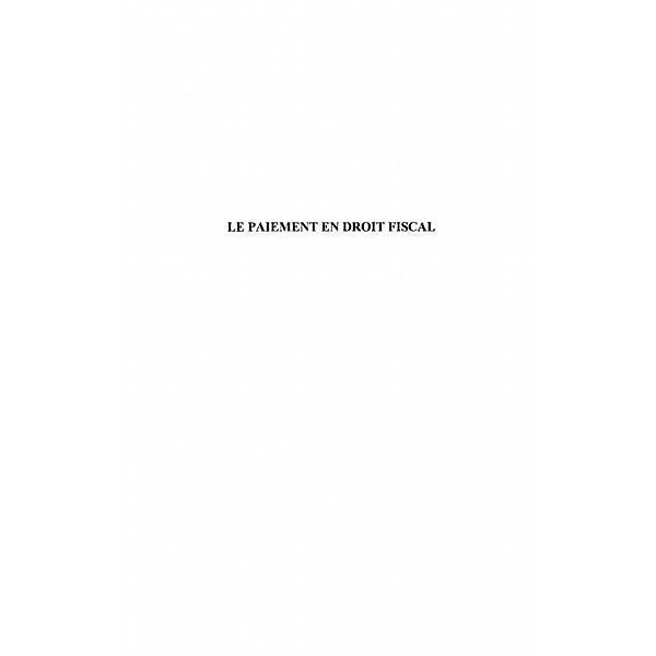 Paiement en droit fiscal / Hors-collection, Lefeuvre Andre