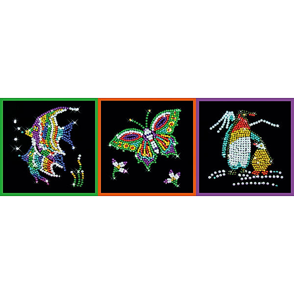 Paillettenbilder (Motive: Schmetterling, Fisch & Pinguin)