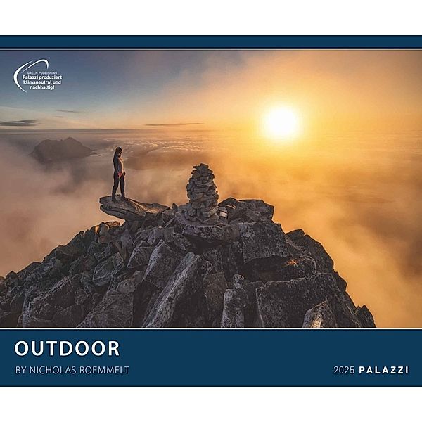 PALAZZI - Outdoor 2025 Wandkalender, 60x50cm, Posterkalender mit brillanten Aufnahmen von magischen Momenten, hochwertige Bilder von Bergen, Schluchten und Höhlen, internationales Kalendarium