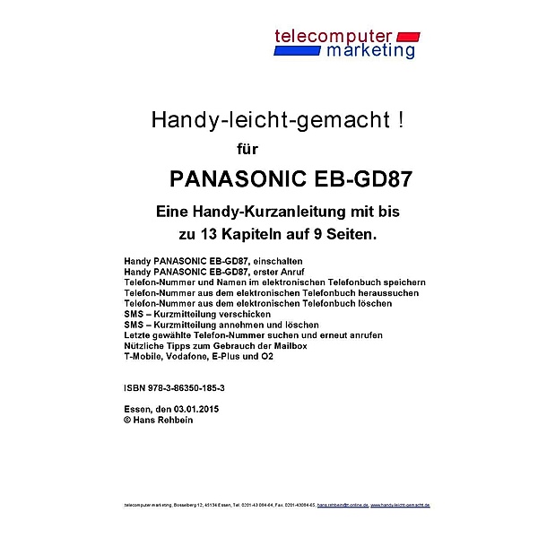 Panasonic EB-GD87-leicht-gemacht, Hans Rehbein
