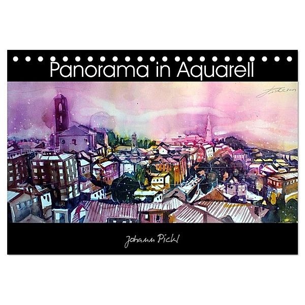 Panorama in Aquarell (Tischkalender 2024 DIN A5 quer), CALVENDO Monatskalender, Johann Pickl