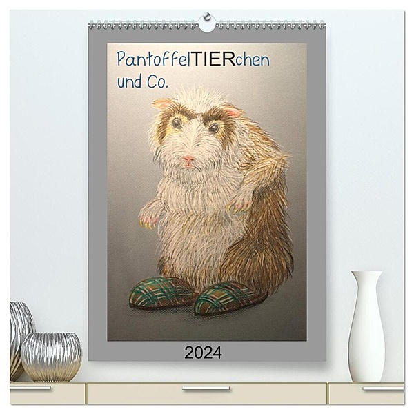 PantoffelTIERchen und Co. (hochwertiger Premium Wandkalender 2024 DIN A2 hoch), Kunstdruck in Hochglanz, Inga Knoff