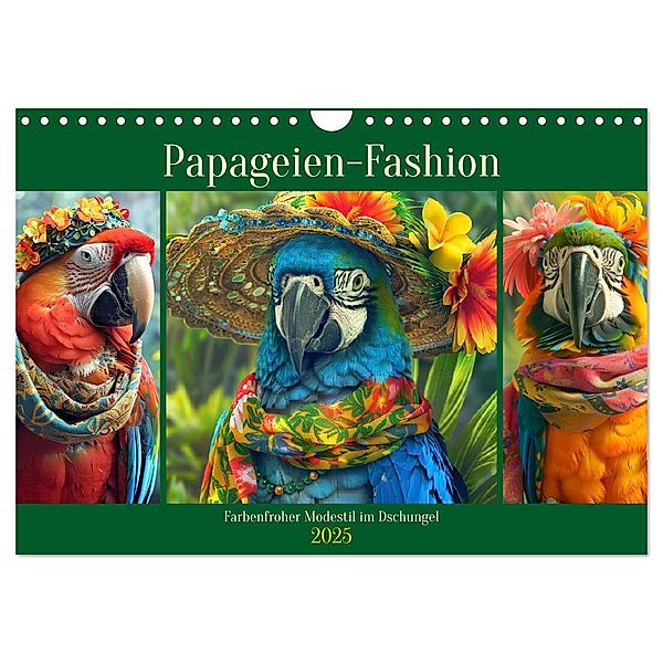 Papageien-Fashion. Farbenfroher Modestil im Dschungel (Wandkalender 2025 DIN A4 quer), CALVENDO Monatskalender, Calvendo, Rose Hurley