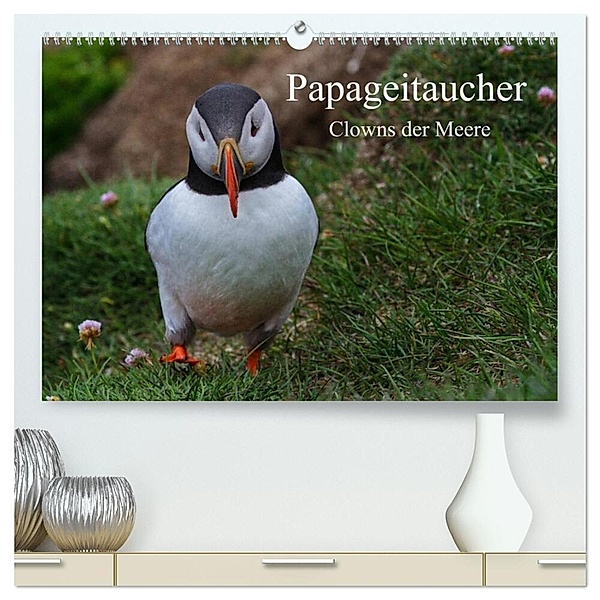 Papageitaucher Clowns der Meere (hochwertiger Premium Wandkalender 2024 DIN A2 quer), Kunstdruck in Hochglanz, Leon Uppena