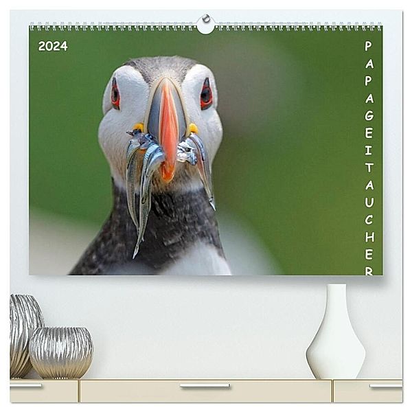 Papageitaucher (hochwertiger Premium Wandkalender 2024 DIN A2 quer), Kunstdruck in Hochglanz, Gerald Wolf