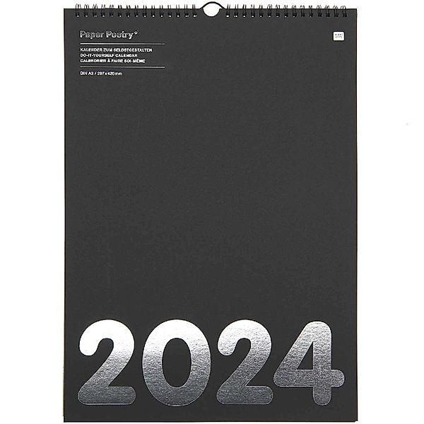 Paper Poetry - Kalender 2024 DIN A3, schwarz