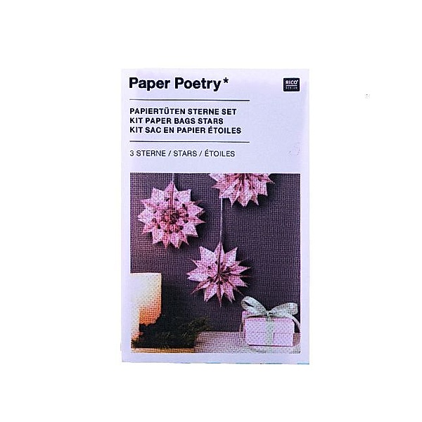 RICO-Design tap Paper Poetry - Papiertüten Sterne Set, Rosa
