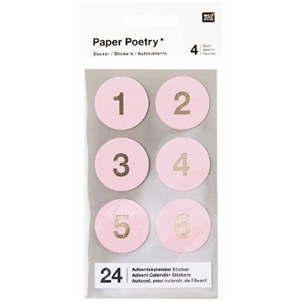 Paper Poetry, Rosa FSC Mix, 24 Adventskalender Sticker