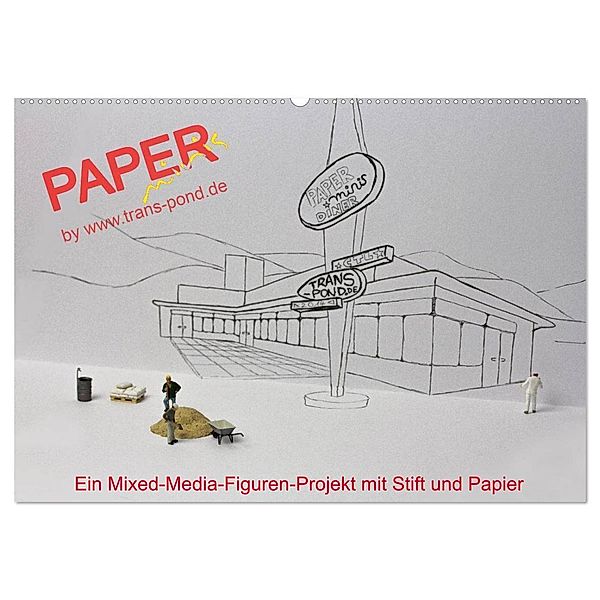 PAPERminis - Ein Mixed-Media-Figuren-Projekt mit Stift und Papier (Wandkalender 2024 DIN A2 quer), CALVENDO Monatskalender, Frauke Gimpel