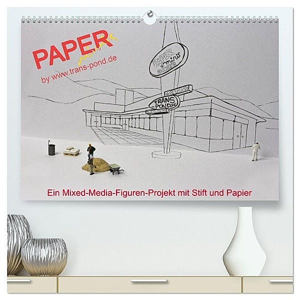 PAPERminis - Ein Mixed-Media-Figuren-Projekt mit Stift und Papier (hochwertiger Premium Wandkalender 2024 DIN A2 quer), Kunstdruck in Hochglanz, Frauke Gimpel