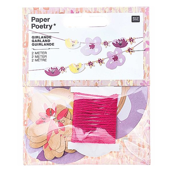 RICO DESIGN Papier-Girlande CRAFTED NATURE (2m) (Farbe: rosa/bunt)