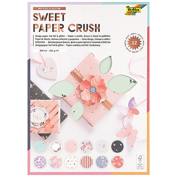 folia Papier SWEET PAPER CRUSH HOT FOIL & GLITTER (DIN A4) mit 12 Blatt