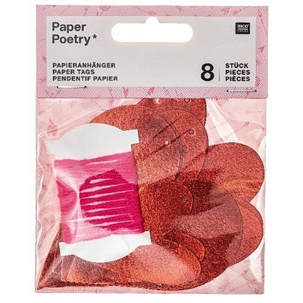 Papieranhänger, Liebe, Herzen, Rot