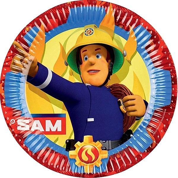 Amscan Pappteller FIREMAN SAM 2017 8-teilig in bunt