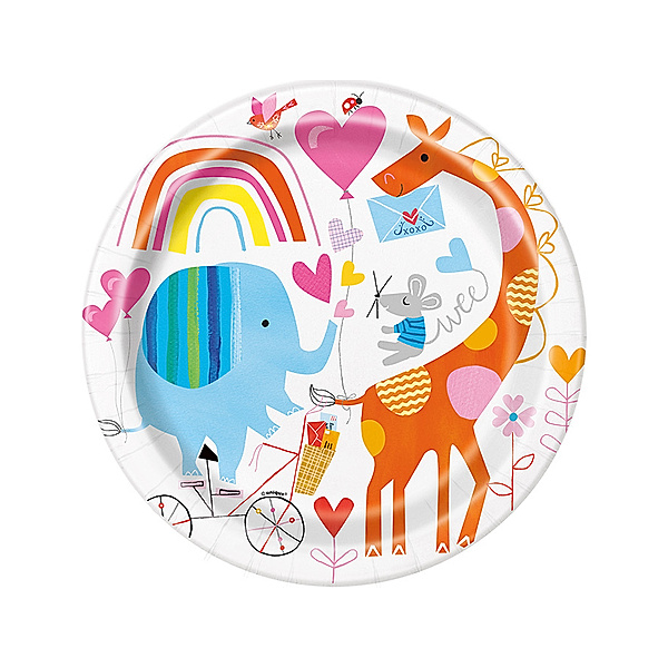 Partystrolche Pappteller ZOO BABYPARTY 8er-Pack in weiss