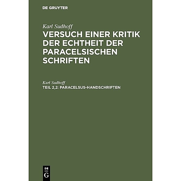 Paracelsus-Handschriften, Karl Sudhoff