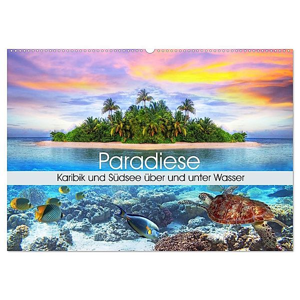 Paradiese. Karibik und Südsee über und unter Wasser (Wandkalender 2024 DIN A2 quer), CALVENDO Monatskalender, Elisabeth Stanzer