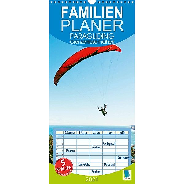Paragliding: Grenzenlose Freiheit - Familienplaner hoch (Wandkalender 2021 , 21 cm x 45 cm, hoch), Calvendo