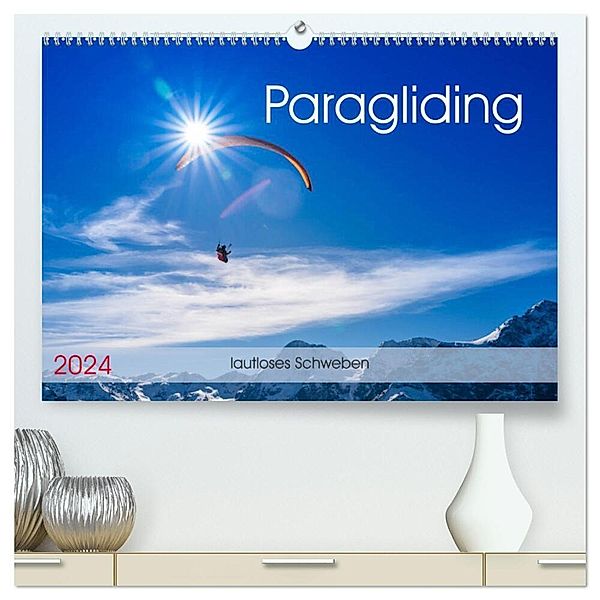 Paragliding - lautloses Schweben (hochwertiger Premium Wandkalender 2024 DIN A2 quer), Kunstdruck in Hochglanz, Andy Frötscher