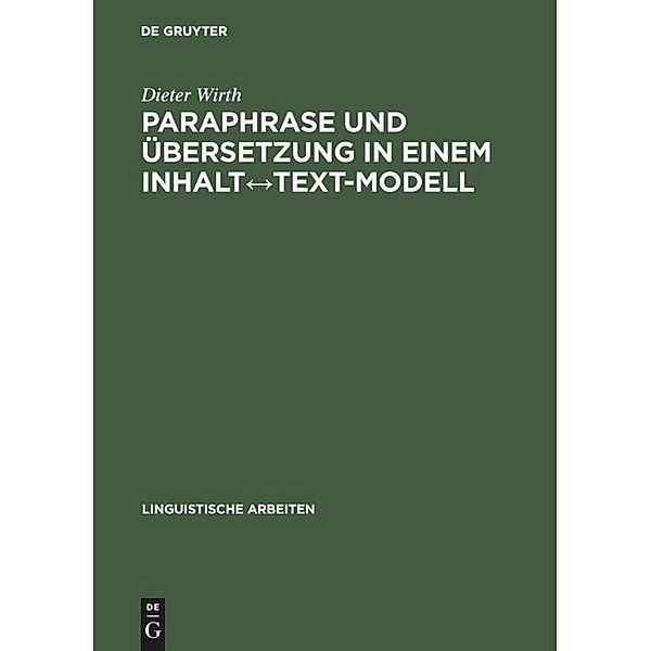 Paraphrase und Übersetzung in einem Inhalt Text-Modell, Dieter Wirth