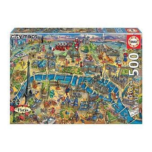 Paris City Maps 500 Teile Puzzle