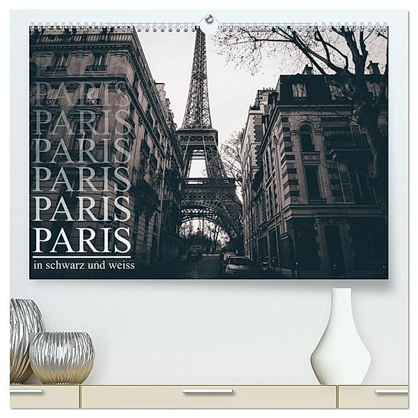 Paris - in schwarz und weiss (hochwertiger Premium Wandkalender 2025 DIN A2 quer), Kunstdruck in Hochglanz, Calvendo, Christian Lindau