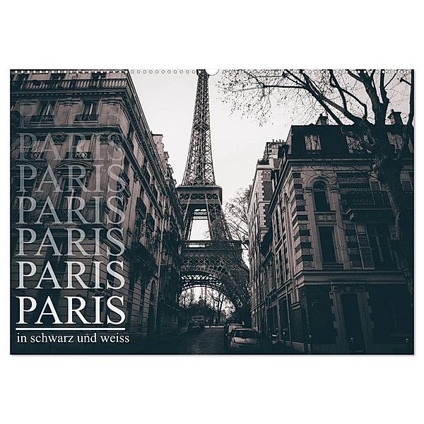 Paris - in schwarz und weiss (Wandkalender 2024 DIN A2 quer), CALVENDO Monatskalender, Christian Lindau