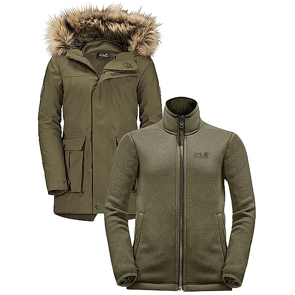 Jack Wolfskin Parka B ELK ISLAND 3IN1 mit Kunstfellbesatz in burnt olive