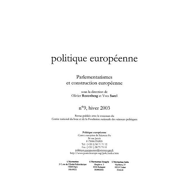 Parlementarisme et construction europeenne / Hors-collection, Collectif