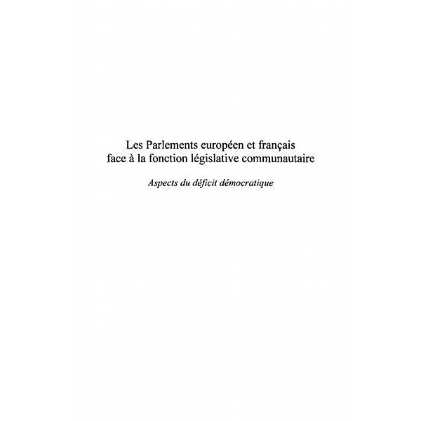 Parlements europeen et francais face a l / Hors-collection, Blanc Didier
