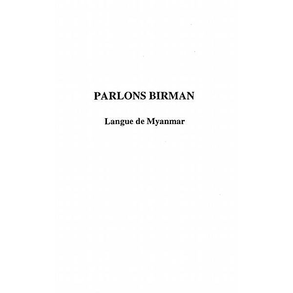 Parlons birman / Hors-collection, Marie-Helene Cardinaud