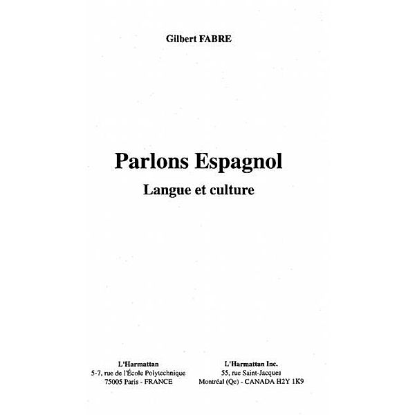 PARLONS ESPAGNOL / Hors-collection, Gilbert Fabre