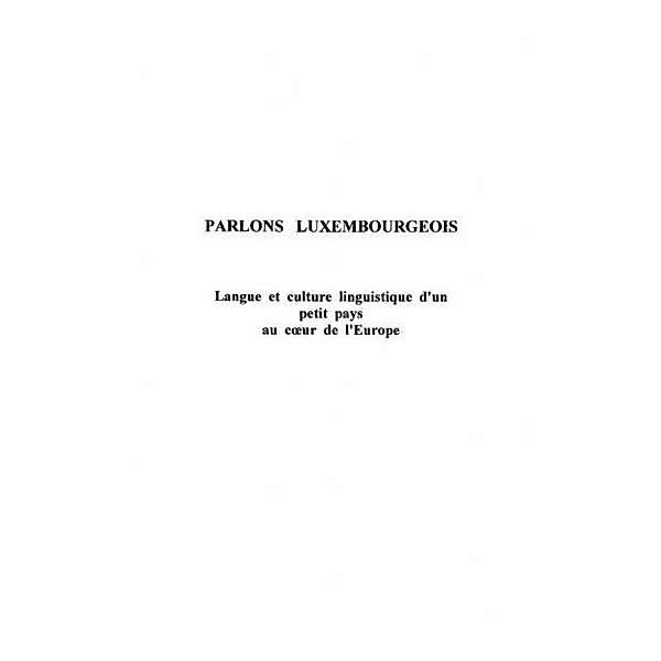Parlons luxembourgeois / Hors-collection, Schanen Francois