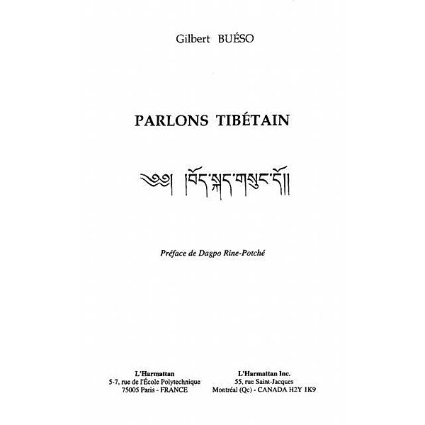 PARLONS TIBETAIN / Hors-collection, Gilbert Bueso