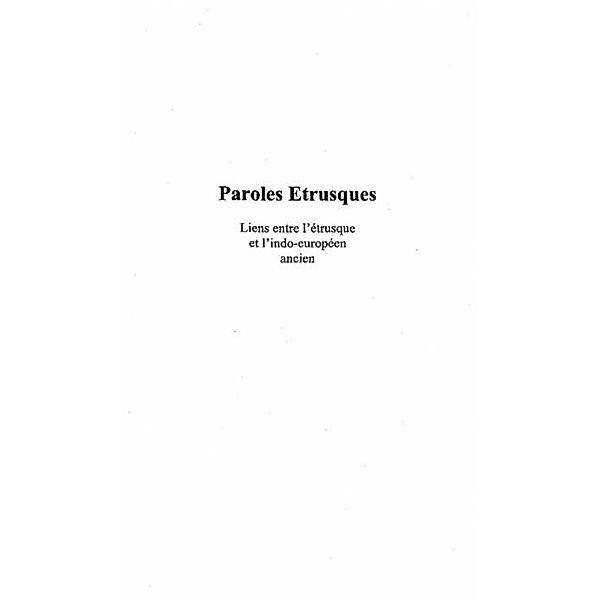 Paroles etrusques / Hors-collection, Perrotin Damien Erwan