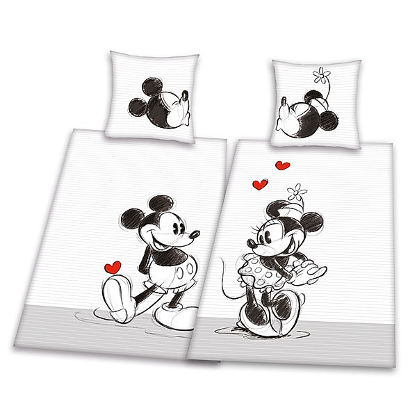 Partner-Bettwäsche Mickey & Minnie, Doppelpack, (Größe: 155 x 220 cm)