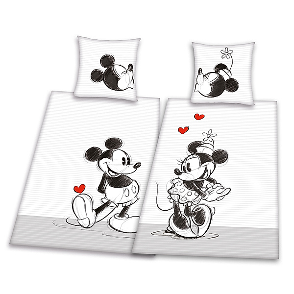 Partner-Bettwäsche Mickey & Minnie, Doppelpack, (Größe: 135 x 200 cm)