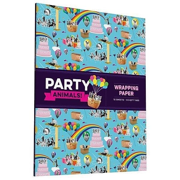 Party Animals! Wrapping Paper: 12 Sheets + 24 Gift Tags!, Chronicle Books