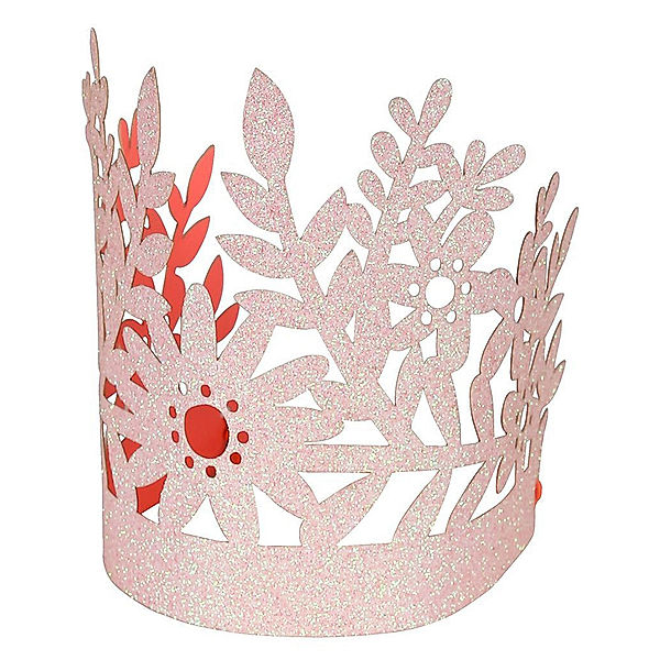 Meri Meri Party-Hüte PINK CROWN 8-teilig mit Glitzer in rosa