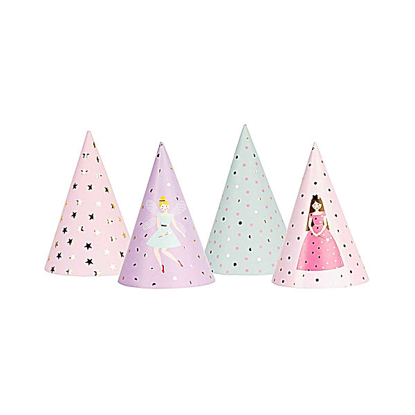 RICO DESIGN Partyhüte PRINZESSIN 8er-Pack in rosa/lila/türkis