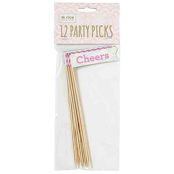 rice Partypicker DECO FLAGS 12er-Pack in weiß/rosa