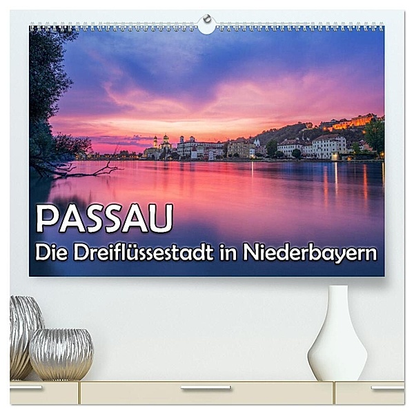 Passau - Die Dreiflüssestadt (hochwertiger Premium Wandkalender 2024 DIN A2 quer), Kunstdruck in Hochglanz, Christian Haidl
