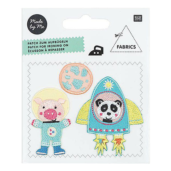 RICO Design Patches KLEINE ASTRONAUTEN  RAKETE 3er-Pack zum Aufbügeln in bunt